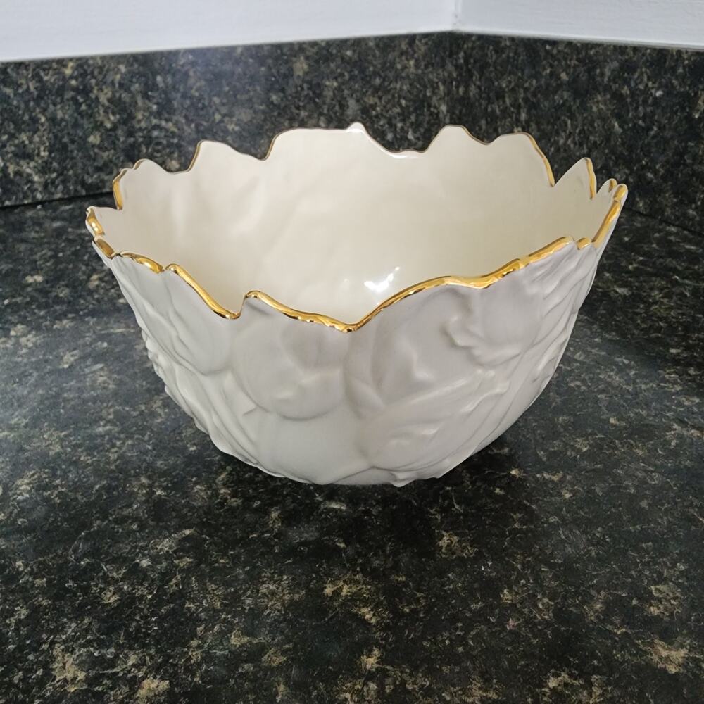 Lenox Tulip Treat Bowl Gold Trip Excellent Condition